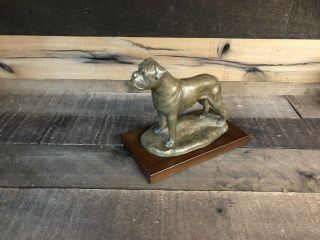 Artdog Bullmastiff Bronze Figurine Statue W/ Wooden Stand Art Dog Approx 7 " Tall