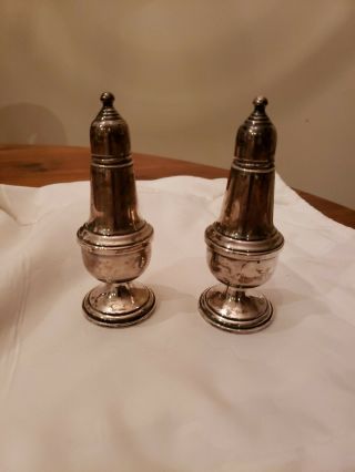 Antique Empire Sterling 5 " Tall Salt And Pepper Shakers 34 -