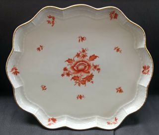 Vintage 1959 Herend Hungary Red Chinese Bouquet Tray 11 " Ussr Fleet