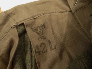 Vtg 40s WWII Widengrens Sweden Wool Military Pants - S - Unisex? 3