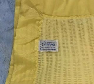Vintage Carters yellow woven Thermal Acrylic Baby Blanket Nylon satin edge 3