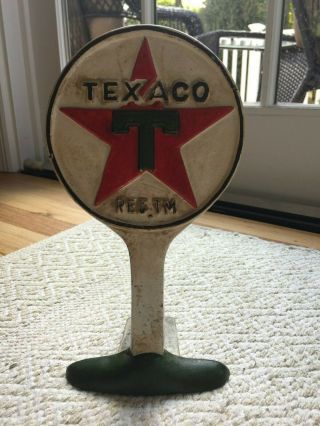 Vintage Cast Iron Sign Texaco Doorstop Red White Green 9 3/4 "