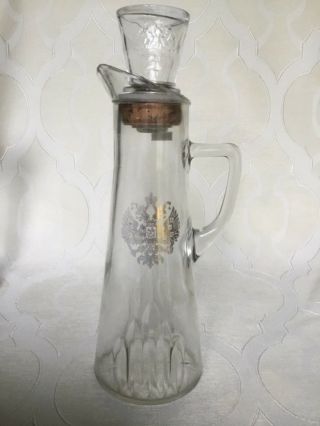 Vintage Prohibition Era Liquor Bottle With Glass And Cork Double Eagle Stopper