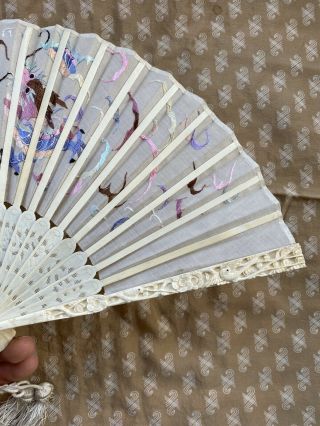 antique Chinese late 19th.  century silk fan 2