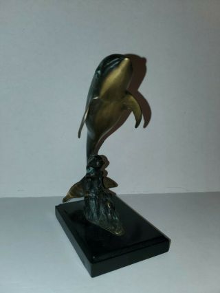 Spi San Pacific International Brass Dolphin Sculpture Statue