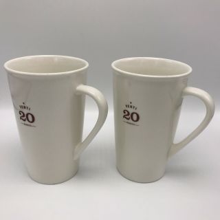 Starbucks Coffee Set Of Two Large White Handled Mugs Venti 20 Ounces 2010 Cups