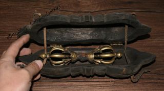 11 " Old Antique Tibet Tibetan Buddhism Religion Wood Phurba Dagger Holder Box