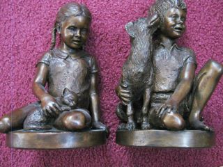 2 1974 Franklin Bronze Sculptures By Charles Parks