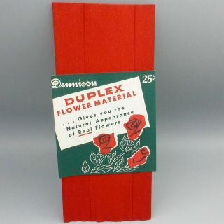 Vintage Dennison Duplex Crepe Paper Flame Red Flowers Christmas Valentine Crafts
