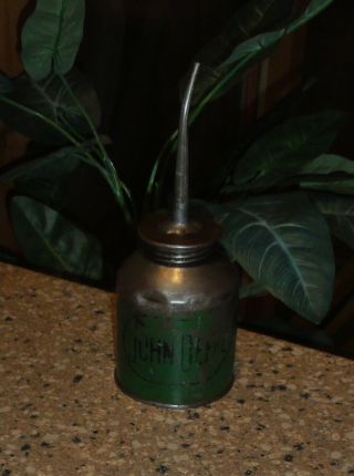 Vintage John Deere Tractor Green Oil Can Oiler - Hard To Find
