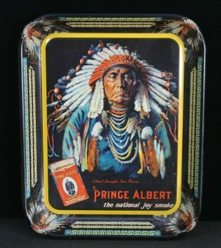 Vintage Prince Albert Tobacco Indian Chief Joseph Advertising Tray Colorful