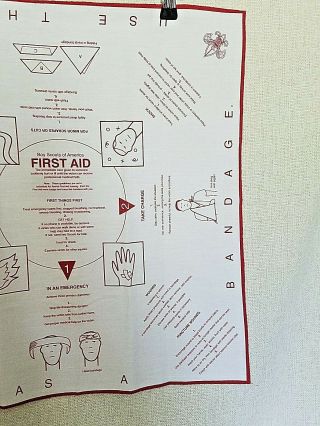 Boy Scouts of America Neckerchief Bandana First Aid Instructions White Red Print 3