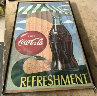 Double Sided Coca - Cola Store Display Poster.  Framed.  1951 Dated