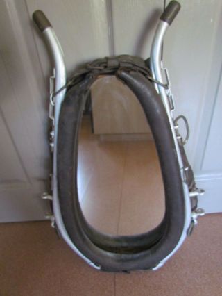 Vintage Large Leather Horse Collar Harness Mirror With Metal Hames