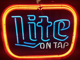Vintage 1985 Miller Lite “lite On Tap” Neon Sign