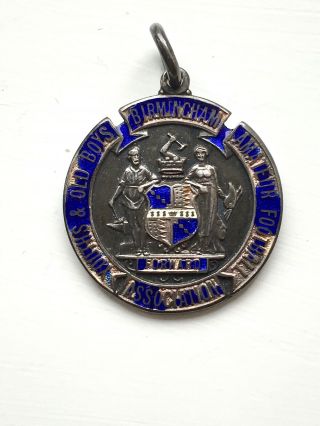 Birmingham Amateur Football Association 1925 Silver Enamel Medal Fob 13g M&b Cup