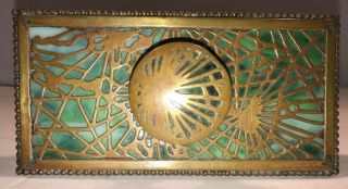 Antique Tiffany Studios York,  Bronze / Stained Glass Desk Ink Blotter 3