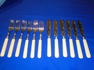 Vintage Collectable Set Of Silver Plated Cutlery Fish Knives & Forks T D & S Etc