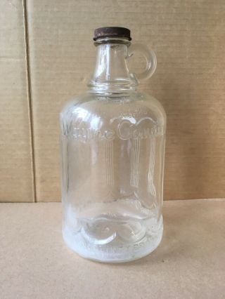 Vintage Wayne County Produce Co.  1/2 Gallon Glass Jug W/cap,  Greenpoint,  L.  I.