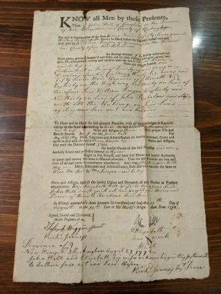 1772 Greenland Hampshire Land Deed - Colonial America,  John Hill