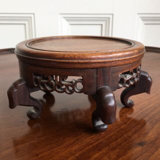An Antique Chinese Carved Wood Vase Or Bowl Stand,  Late 19th Century.