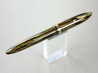 Sheaffer White Dot Tuckaway Fountain Pen With Striated Pattern & 14k Gold Nib