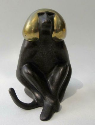 Vintage Loet Vanderveen Gilt Bronze Baboon Monkey 4 " Art Sculpture Signed Ltd Ed