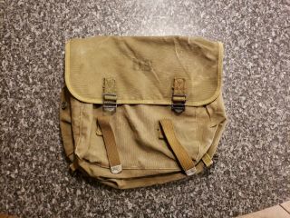 Vintage Military Us Army Wwii Od Green Canvas Musette Field Bag Backpack 1944