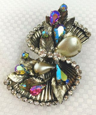VINTAGE BY ROBERT RHINESTONE LARGE BROOCH AND MATCHING EARRING SET 2
