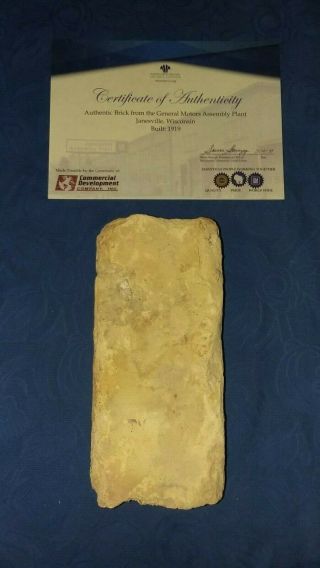 Authentic Brick Demolished Gm Factory Plant Janesville Wi Wisconsin Certificate