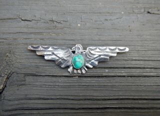 Old Fred Harvey Era Silver & Turquoise Navajo Pin Brooch