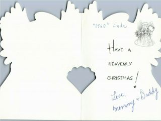 Hallmark Diecut Kid Pretty Angel Girl Lady Blue Star VTG Christmas Greeting Card 2