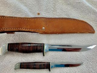 Vintage Case XX Fixed Blade Hunting Knife set With Leather Sheath 2