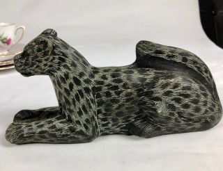 Carved Stone Rock Leopard Cheetah Statue Sculpture Figure