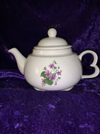 Vintage White With Purple Violets Teapot