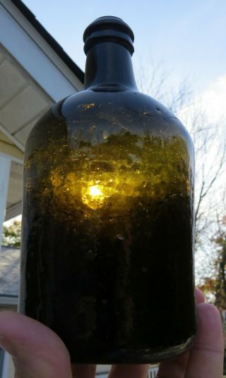 Late 17th / Early 18th Century Squat Black Glass Fat Body Rum or Porter - 3