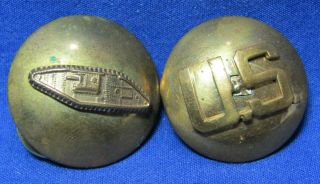 Wwii Army Armor Tank Corps Enlisted Collar Disc Set Curved/domed Style