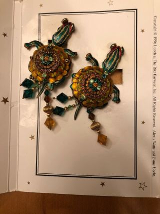 Lunch At The Ritz Vintage Painter Turtlr Earrings