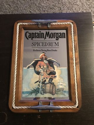 Captain Morgan Spiced Rum Man Cave Bar Mirror 16 X 22 Nautical Server Tray