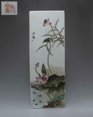 Old Chinese Famille Rose Porcelain Brush Pot Liu Yucen Marked 37.  5cm (370)