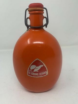 Vtg Tournus Le Grand Tetras France Canteen Flask Orange Hiking Climbing C9