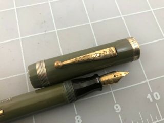 Judd ' s Vintage Restored Diamond Point Oversize Green Fountain Pen 14kt.  Flex Nib 2