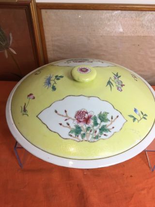 Large Antique Chinese Famille Rose Bowl And Cover 2