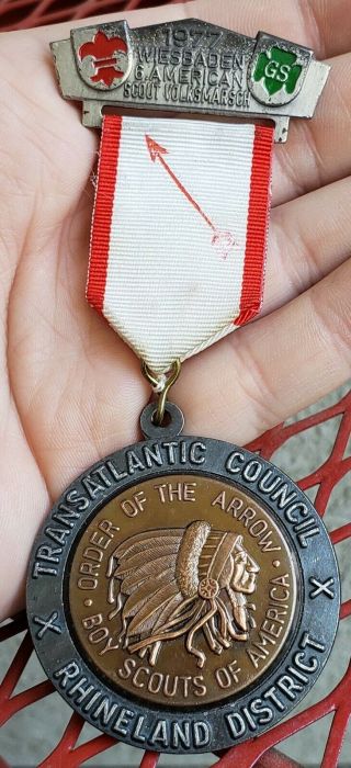 1977 Bsa Boy Scouts Oa Order Of The Arrow Medal Transatlantic Council Germany