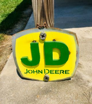 John Deere Tractor Advertising Metal Sign Hand Made 21x19” Usa Made