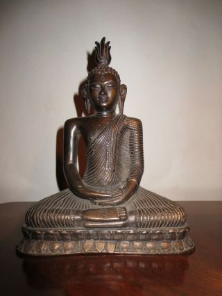 Sitting Bronze Buddha Statue From Sri Lanka Ceylon