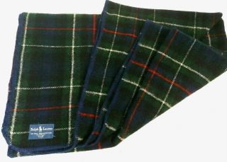 Polo Ralph Lauren Plaid Vintage Wool Blanket 70”x 90” Made In Scotland 2