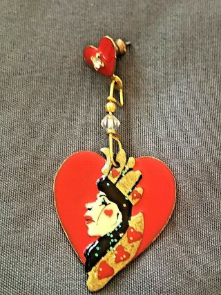 Vintage LUNCH AT THE RITZ Pierced EARRINGS Queen of Hearts King of Spades 2