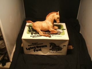 Old Red Roan Breyer Lying Down Foal Horse 165 Appaloosa Brown W/box Old