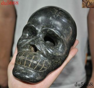 Hongshan Culture Meteorite iron (black magnet) Skeleton Skull death - head statue 3